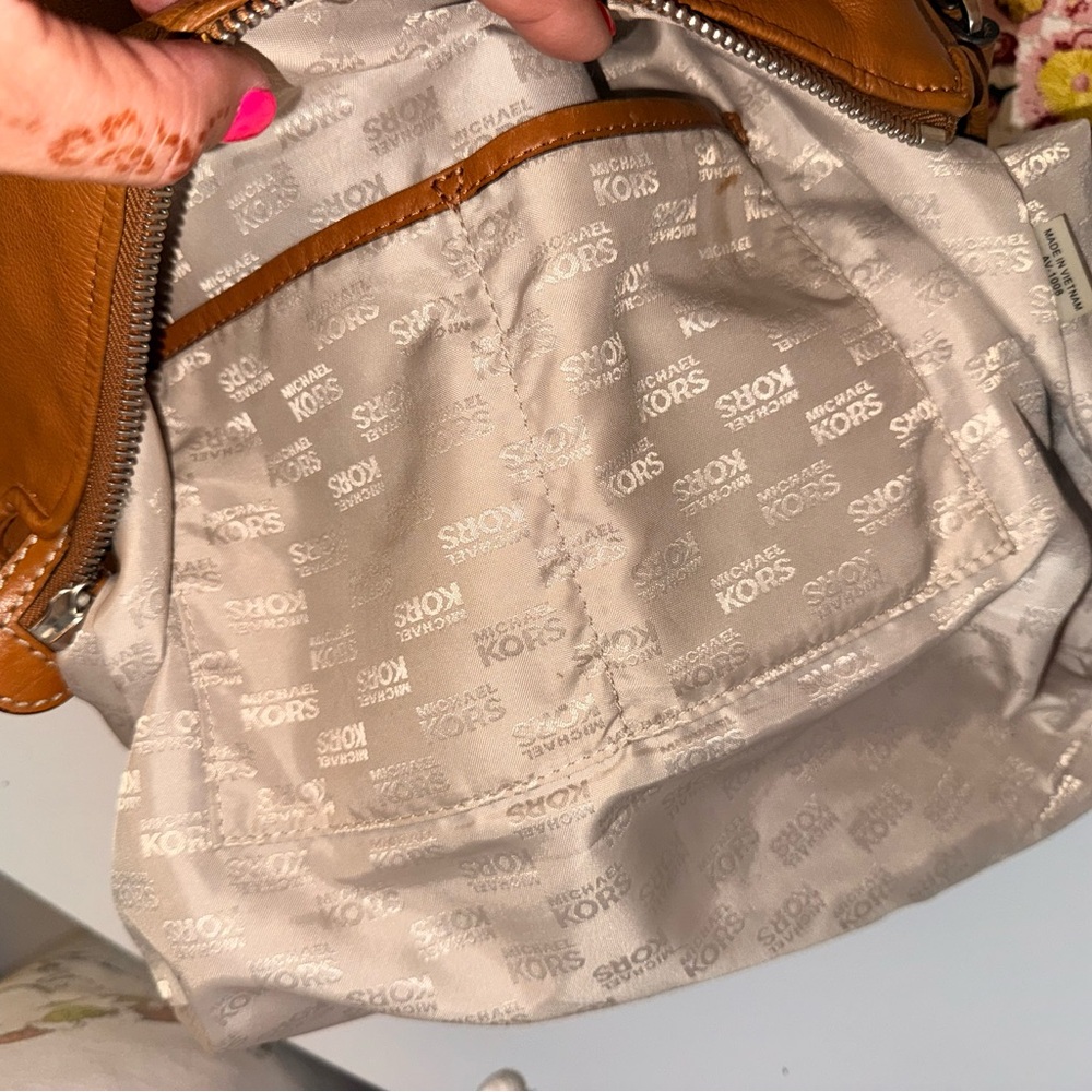 Michael Kors Brown Silver Vintage Astor Large Studded Leather Satchel Dust Bag - Picture 10 of 16